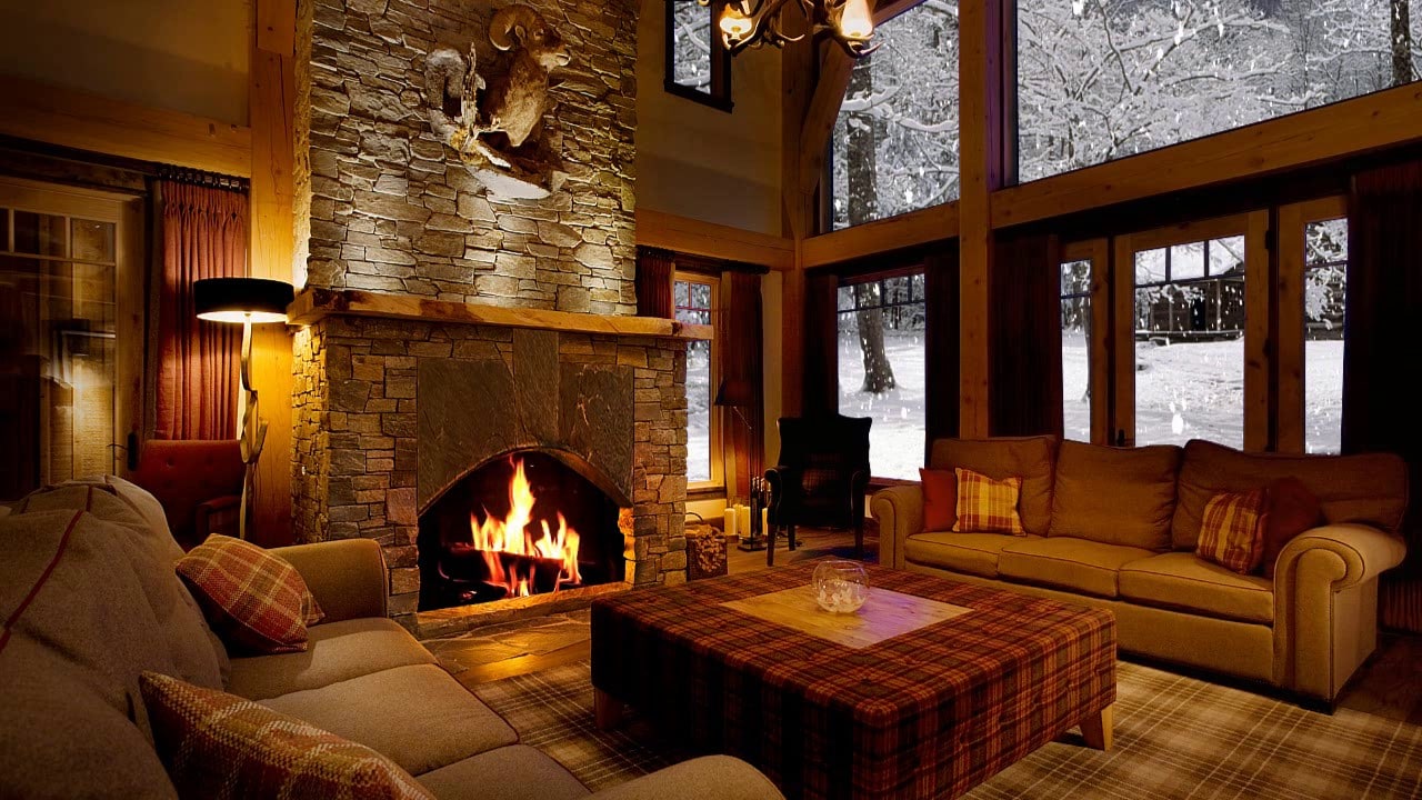Cozy Fireplace Zoom Background